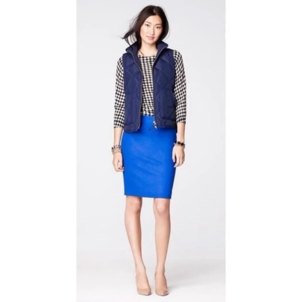 J. Crew Bright Royal Blue Pencil Skirt in Double-Serge Wool